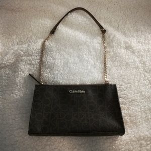 Calvin Klein brown mini pouchette bag